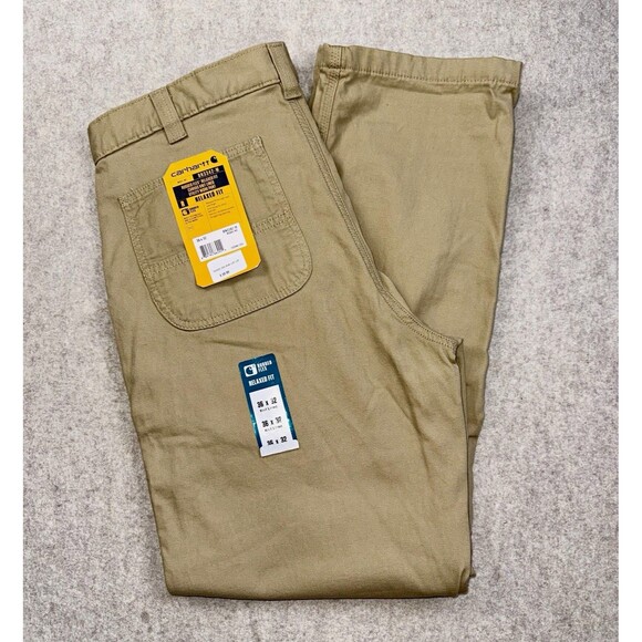 Carhartt Other - Carhartt Rugged Flex Knit-Lined Relaxed Straight Canvas Pants Beige 36x32 NWT